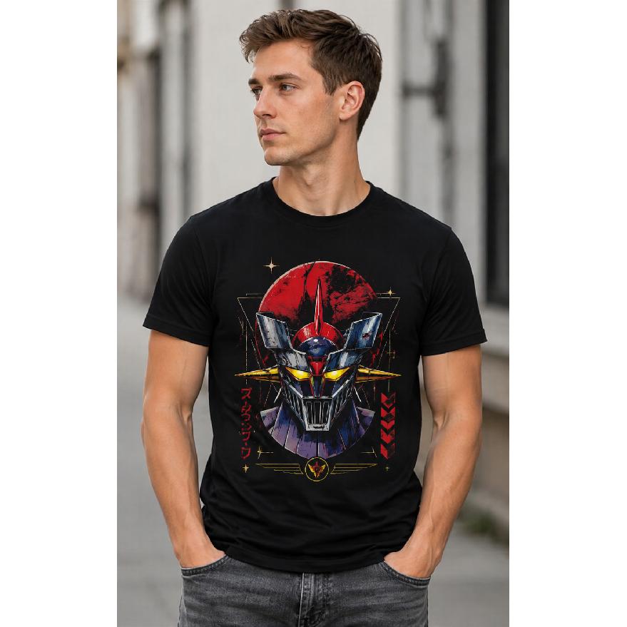 men's retro robot graphic tee short sleeve crew neck soft cotton casual streetwear anime mecha print relaxed fit daily wear