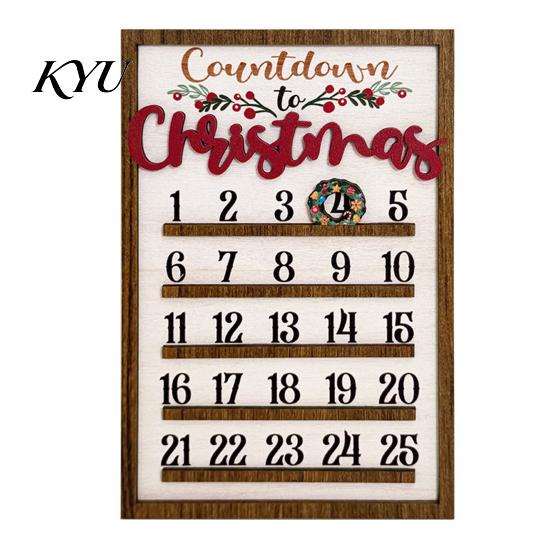 Creative Gift for Friends Wooden Christmas Countdown Calendar, 25 Days Advent Calendar Sign with Sturdy Garden Hanging Movable Wreath Marker,