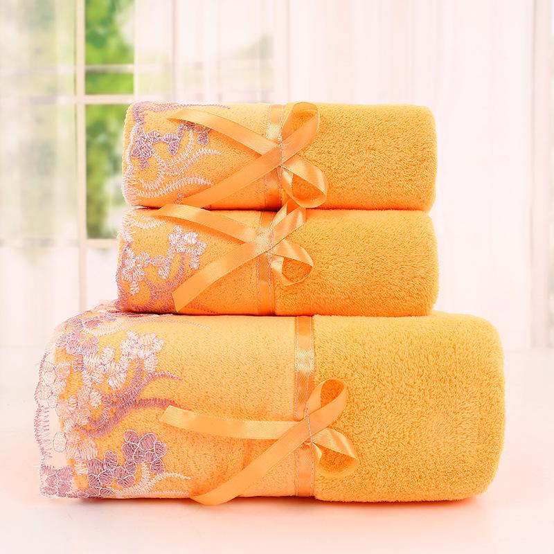Lace Edged Embroidered Hair Drying Towel - Polyester/Nylon, Thick, Year-Round Use