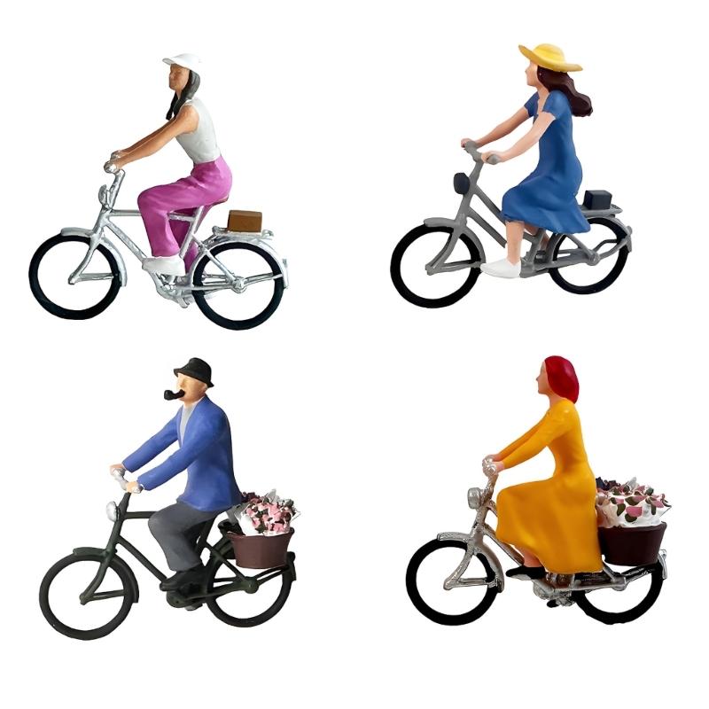 Handgefertigtes 1/64 Radfahrer-Figurenset Mit Realistischen Posen Detailliertes Miniatur-Radfahrer-Ornament Für DIY-Szenenbau
