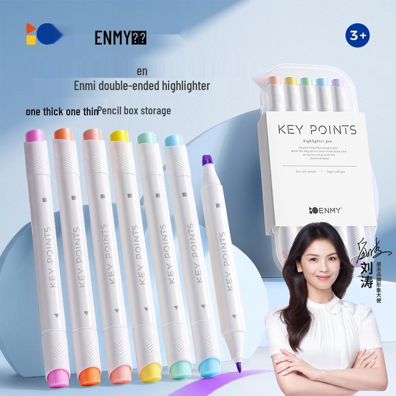 Enmi Original Double-Ended Fluorescent Highlighter Pen for Students