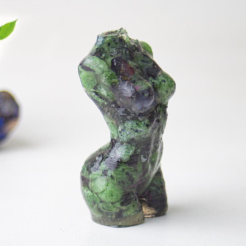 Resin Art Sculpture Of Female Figure With Natural Water Crystals For Desk Display