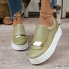 New Autumn European American Style Women's Thick Soled Solid Color Metal Flat Casual Shoes