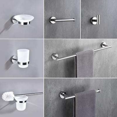 Chrome Badkamer Accessoires Set Toiletborstelhouder Toiletpapierhouder Handdoekstang Zeepschaal Bekerhouder Hardware Hanger