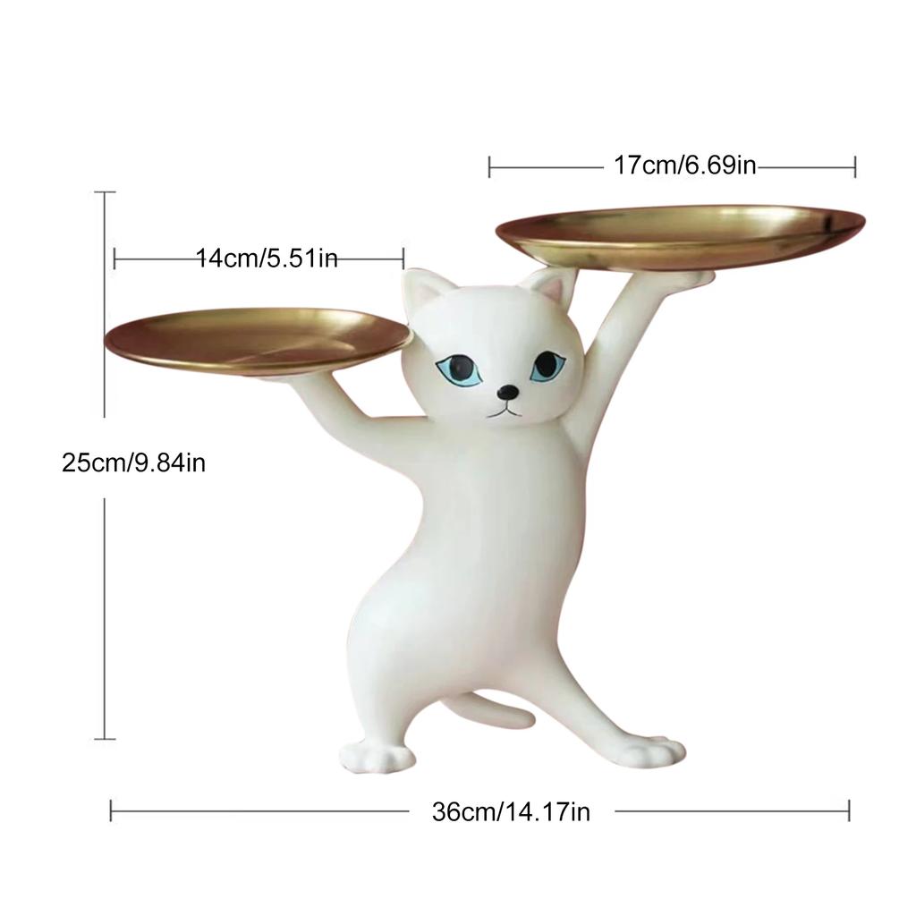 Geometric Shape Figurine Resin Statue Entrance Key Holder Cat Bear Tray Candy Lipstick Jewelry Sundries Storage Home Decoration