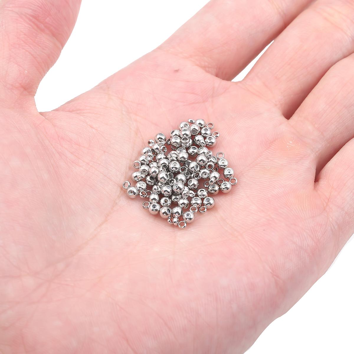 

10 шт., бусины-слайдеры из нержавеющей стали, круглые бусины с резиновой прокладкой для изготовления ювелирных изделий, аксессуары 3mm серебряный