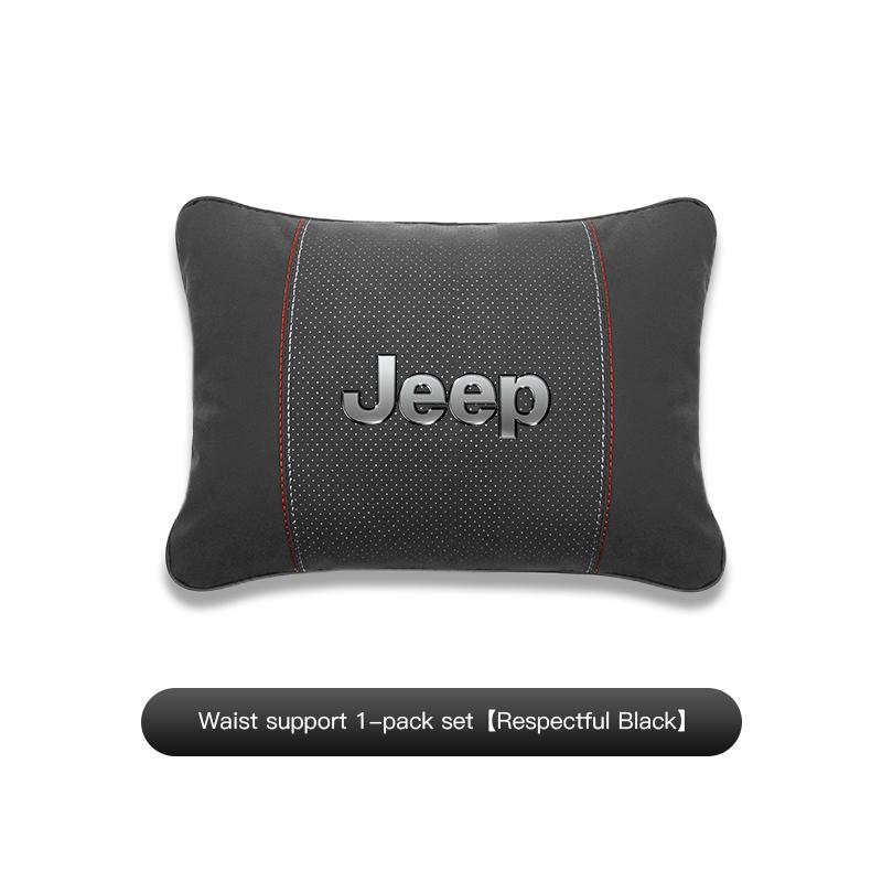 For Jeep Renegade Willys Wrangler JL JK Grand Patriot Suede Car Neck Pillow Headrest Lumbar Support Pillow Spine Protect sticker