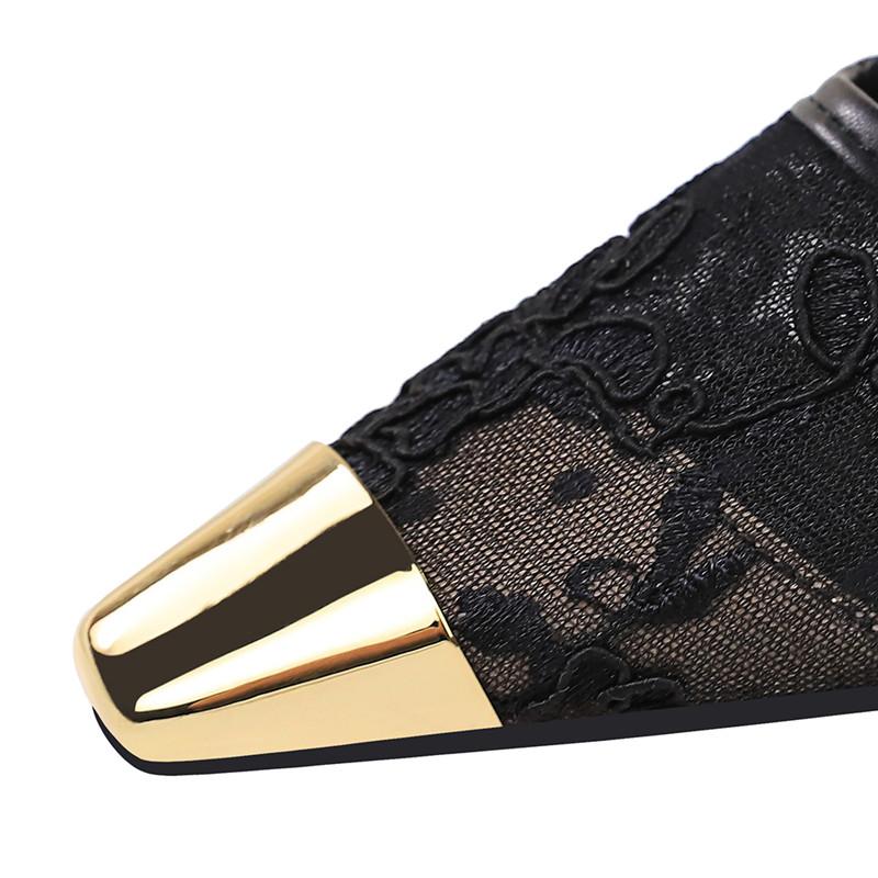 Mode Mode Métal Bout carré Dentelle Maille aérée Escarpins pour femmes Élégants Talons hauts fins Chaussures pour femme de bureau Printemps Automne Chaussures de soirée