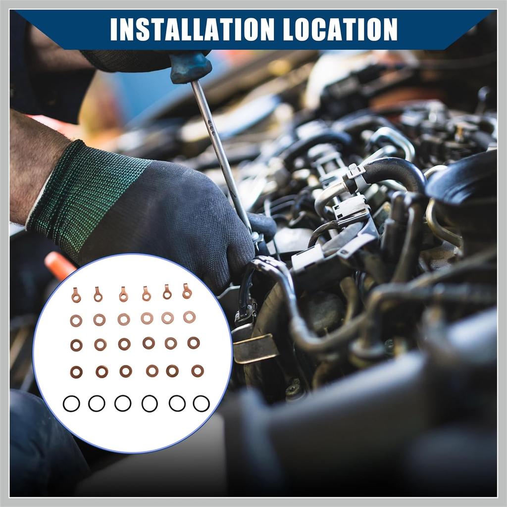 Fuel Injector/O-Ring Kit for Dodge 5.9L 12 Valve 4bt 6bt 5.9L Diesel Engines 1991.5-1998.5 / Fuel Injector Seal Ring Kit Durable/Rubber / 1 Set/Black