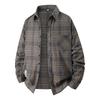 Men's Spring Plaid Youth Fashion Loose Stand Collar Long Sleeve Shirt