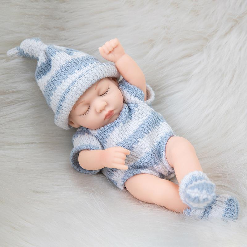 7-inch Simulation Reborn Doll Sleeping with Eyes Closed Palm Dolls Soft and Pinchable Waterproof Vinyl Beibei Doll Cute Mini Girl's Birthday Gift