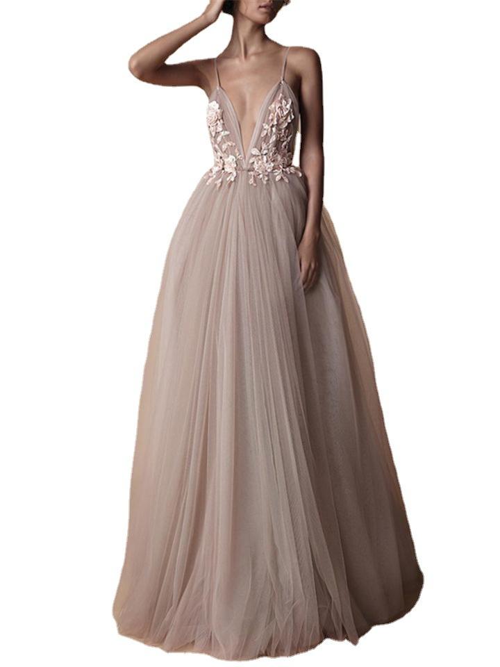 European and American Bridal Wedding Dress Women's New Banquet Suspender Bridesmaid Dress Wedding Dress
