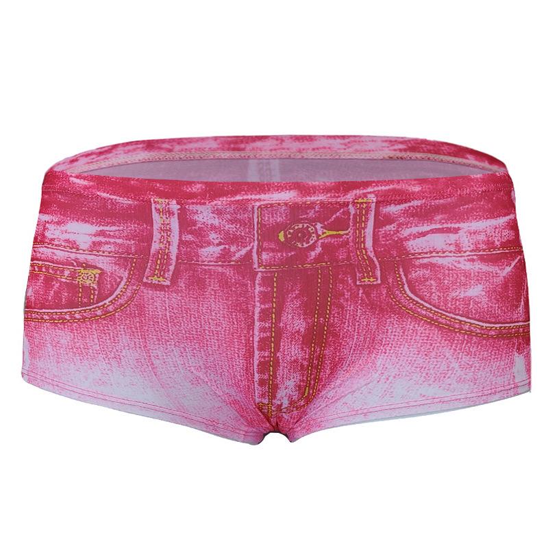 Women's Milk Silk Printed Denim Boyshorts - Comfortable, Breathable, Elastic, Sexy Shorts