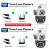 WiFi IP 12MP 6K Three Lens 8X Zoom Surveillance AI Tracking Protection Outdoor Security Camera CCTV Cam