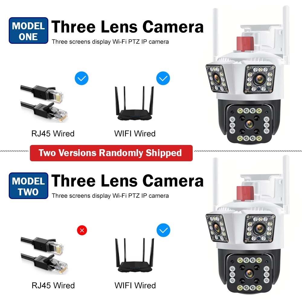 WiFi IP 12MP 6K Three Lens 8X Zoom Surveillance AI Tracking Protection Outdoor Security Camera CCTV Cam