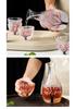Cherry Blossom & Plum Glass Sake Set: Hand-Painted Pot & Cups