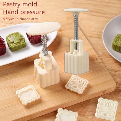 Stampo per torta lunare Festa di Metà Autunno Pressione a mano Fiore Stampo per torta lunare Fai da te Mano Pressione Torta lunare Strumenti per decorazione fondente