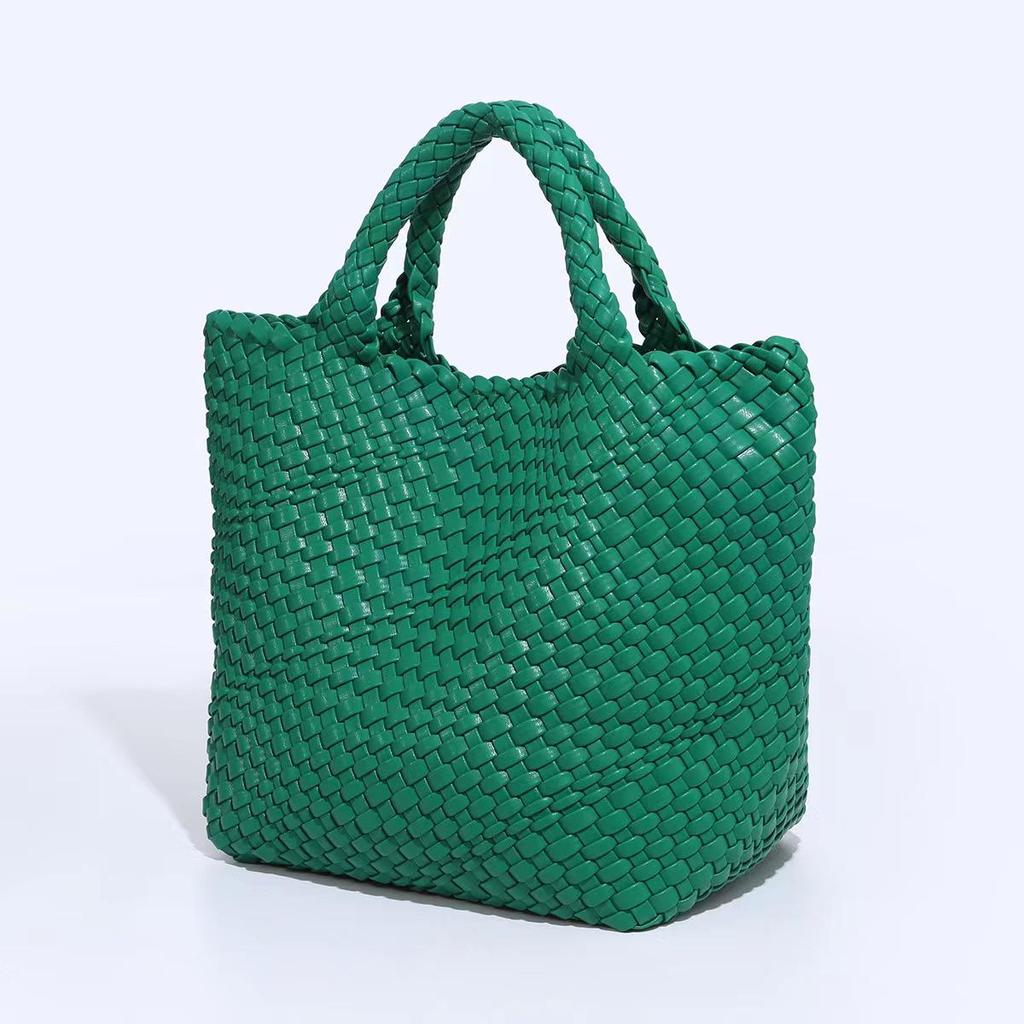 Women's Large Fashionable Woven Tote Bag - Versatile Double-Wrist Mother-Child Shopper