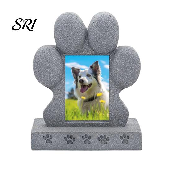 Sandblasted Pet Memorial Stone Imitation Tombstone with Paw Print Photo Frame Weather-Resistant Resin for Dogs And Cats Engraved Base Custom