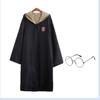Wizard Hooded Robe Cosplay Costume, Magic School Cloak Uniform Outfit for Kids Adults Halloween Party