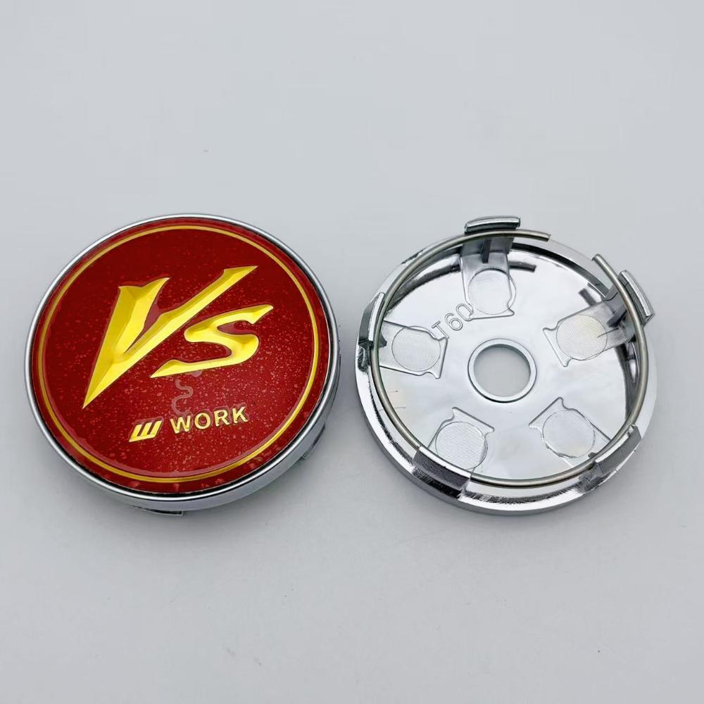 4pcs 60MM (I.D 56MM ) VS W Work Logo Emblem Car Wheel Center Cap Car Accessories for Wheels Hub Lid Rim Hubcaps Cover Replace
