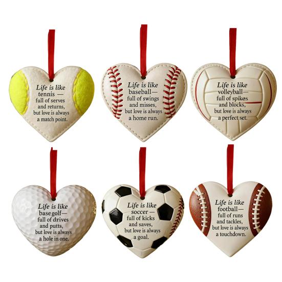 Heart-shaped Baseball Ornament Sporty Christmas Tree Hanging Pendant Birthday Valentine Day Decoration