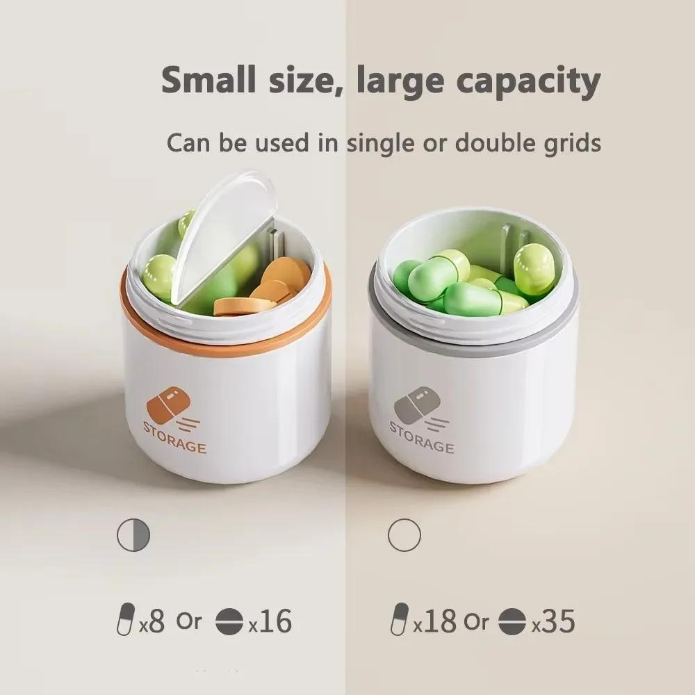 Two Compartments Pill Storage Box Plastic Handle Design Portable Pill Box Mini Moisture Proof Pill Dispensing Box Pill Storage