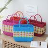 Woven Handheld Vegetable Basket High-End Bath Basket Fashion Plastic Woven Basket  Vegetable Market