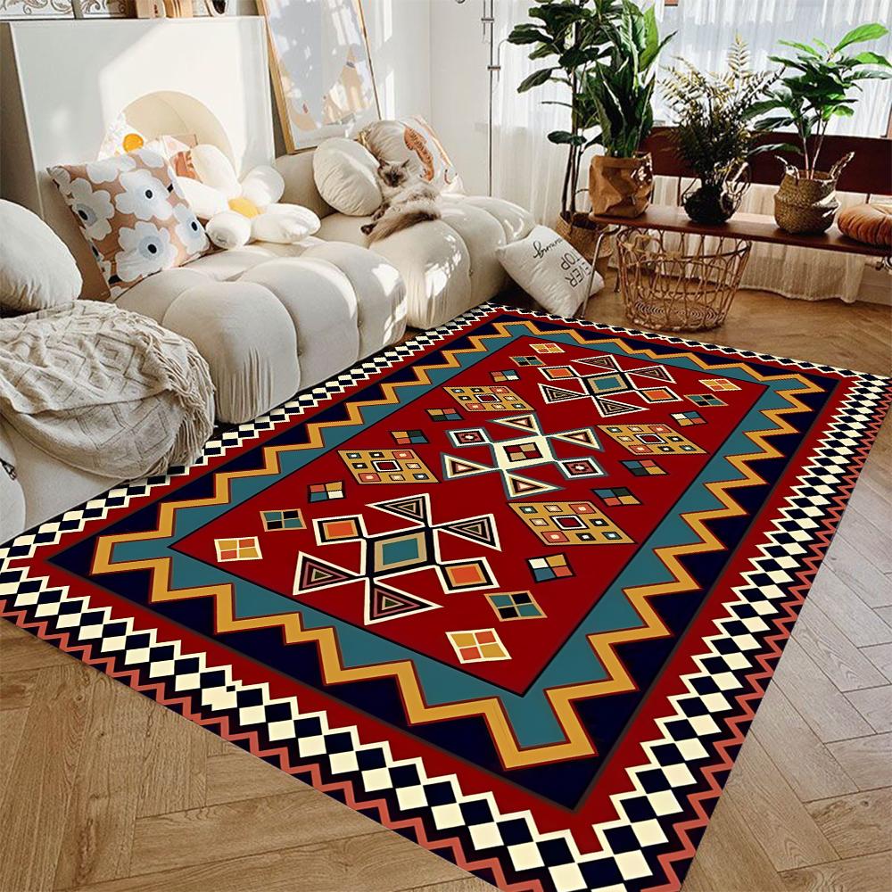 Premium Red Blue Persian Turkish Style Carpet Elegant Living Room Rug Luxurious Bedroom Hallway FloorMat Classic Home Decor Gift