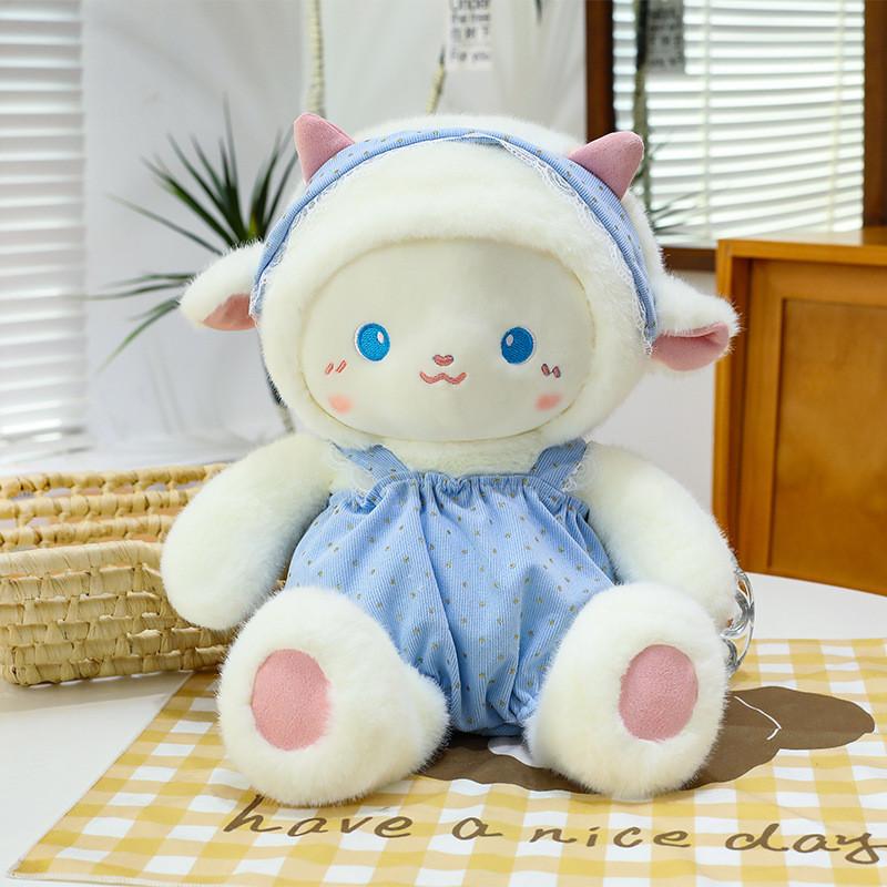 Plush Sheep Toy With Dot Patterned Clothing Decor For Kids Birthday Gift