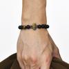 Kreuzarmbänder für Männer Jungen, 8MM Schwarze Natürliche Steine Perlen Religiöses Gebetsarmband Länge Verstellbar,pulseira masculina