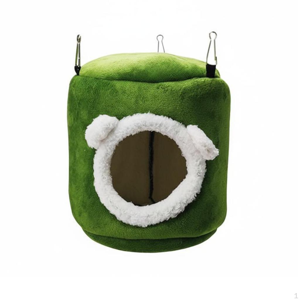 Avian Hanging Bed Plush Bed, Winter Warm, for Parakeet Enclosure S Green