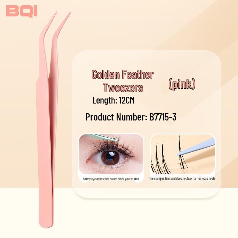 BQI Gold Precision Eyelash Tweezers Set for Beginner Technicians