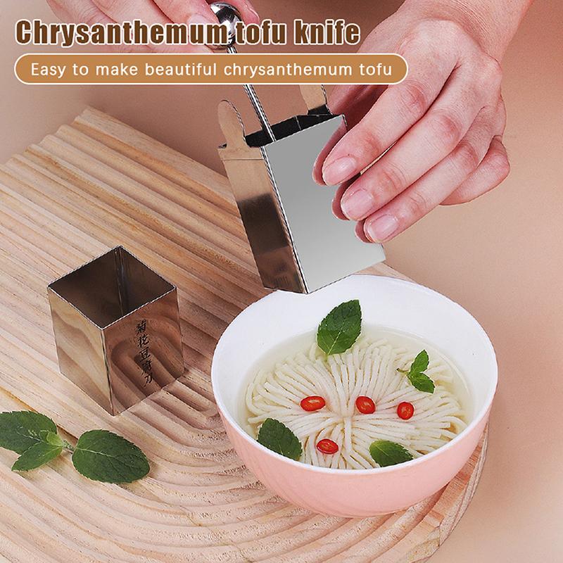 Kreative Edelstahl Tofu Zerkleinerungsform DIY Manueller Tofu Schneider Halter Schneller Schneider Chrysanthemen Tofu Schneidewerkzeug
