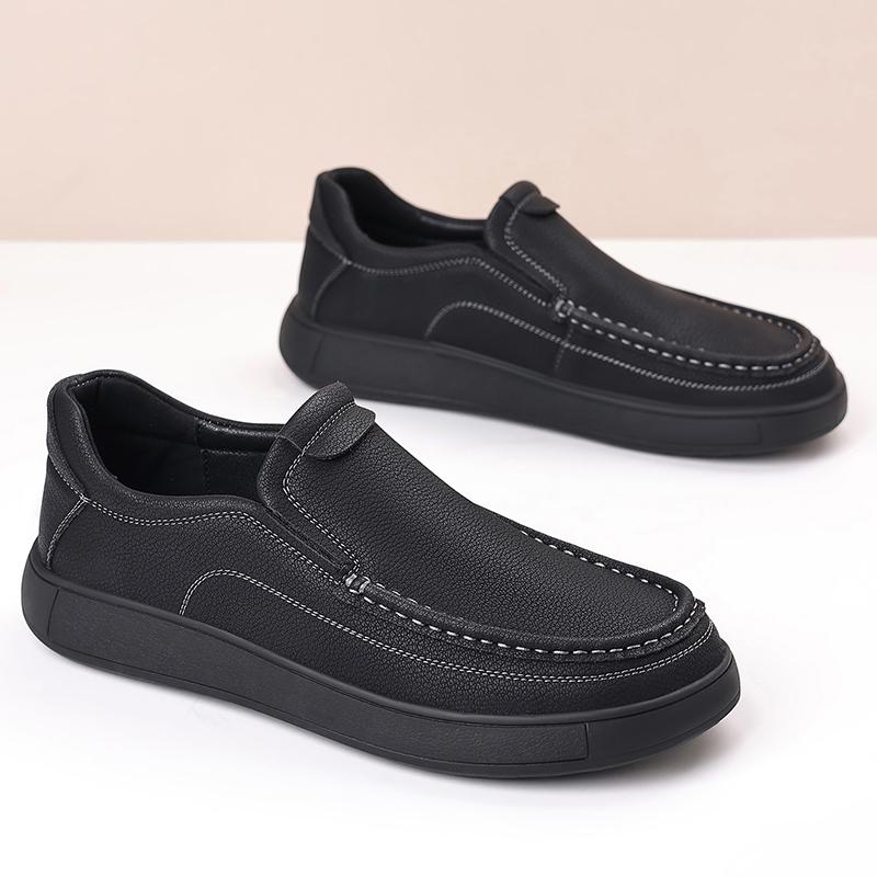 

Men s Leather Soft Soled Business Casual Comfortable Non Slip Fashionable and Versatile Men s One Foot Shoes Men s Loafers 44 чёрный