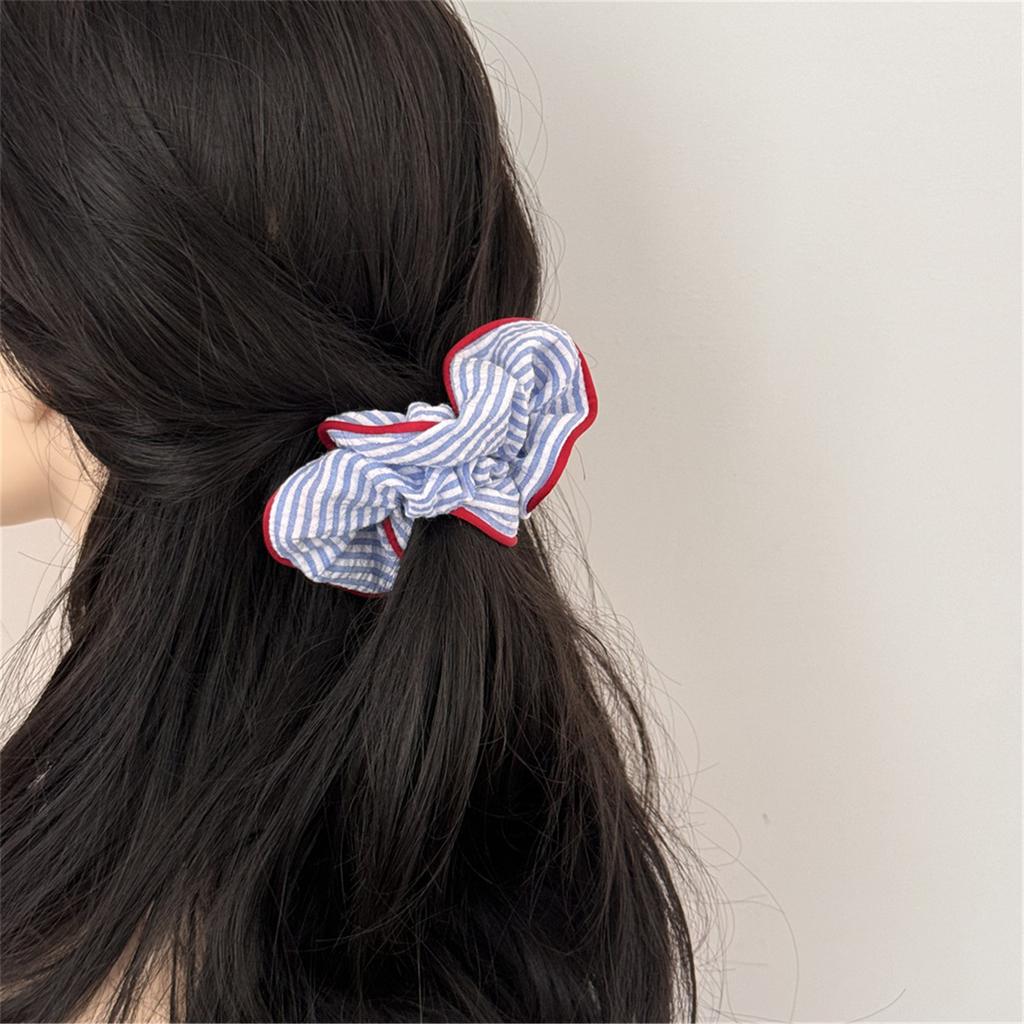 Elegant Striped Scrunchies Elastic Ponytail Hair Holder Wedding Hair Rope Big Buns Hair Elastics for Various Hairstyle