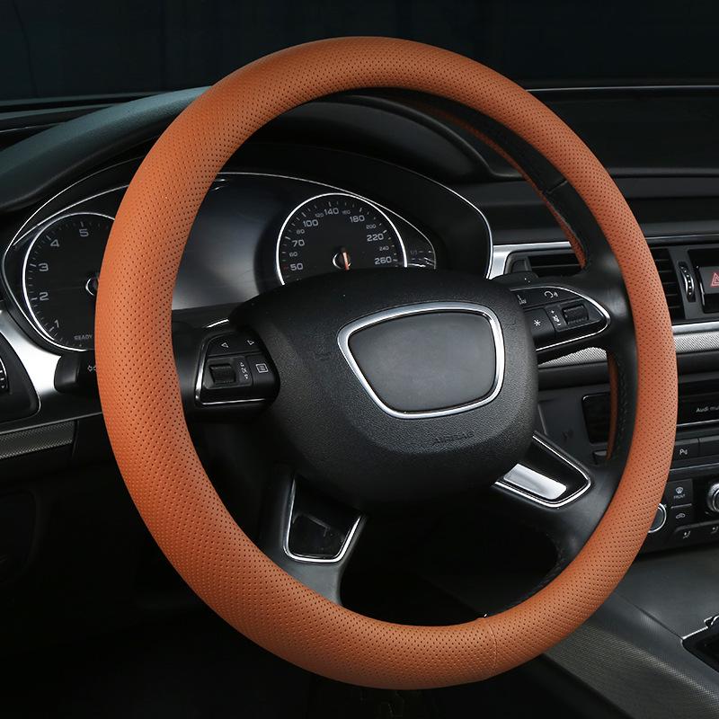 Breathable Leather Car Steering Wheel Protector Cover