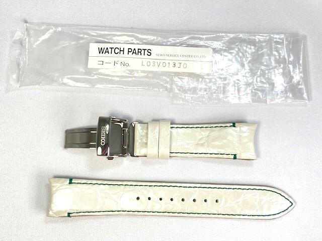 L03V013J0 SEIKO Brightz 20mm Leather for via Strap, Crocodile, White, SDGC007/ 6R21-00J0 (Ships Nekoposu)