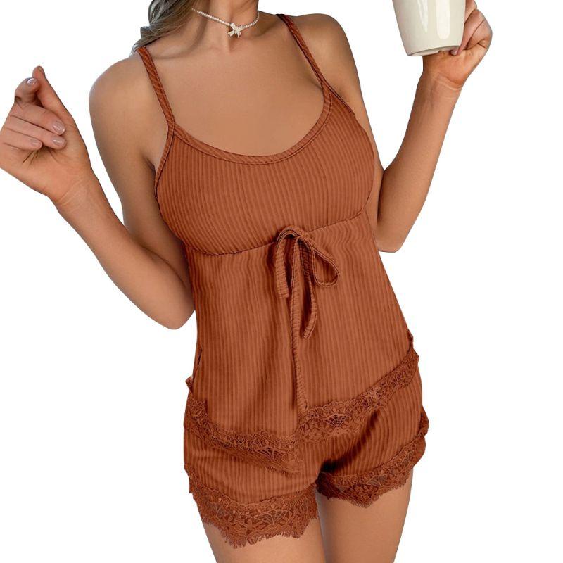 

Женский комплект майка и кружевные шорты для пижамы, домашняя одежда L