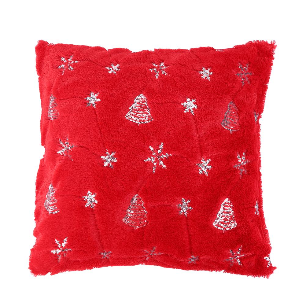 Sequin Christmas Tree Pillow Cover Soft Christmas Tree Snowflake Embroidered Pillowcase for Living Room Sofa