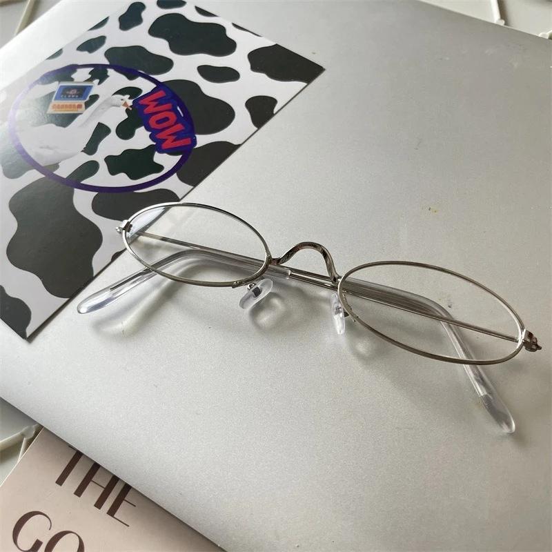 

Oval Small Frame Gold Flat Light Glasses For Women Anti Blue Light Japanese Harajuku Literary Eyewear Cosplay Glasses Trend