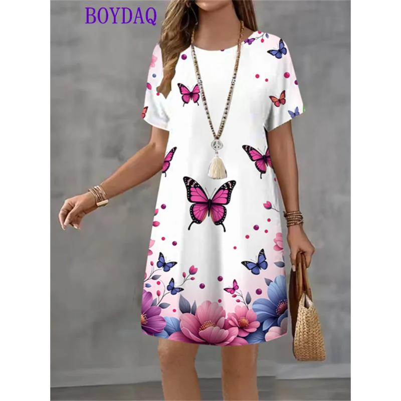 Fashion Loose Short Sleeve Dress Casual Versatile Casual Dresses