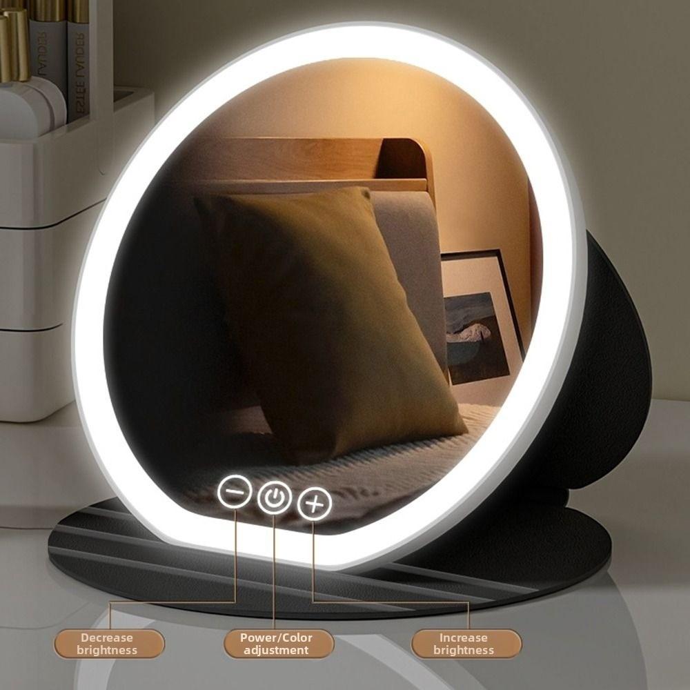 3 Color LED LED Makeup Mirror Round Mirror Foldable Cosmetic Mirrors  Dormitory Use