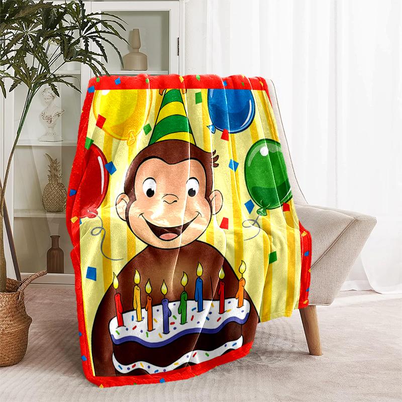 1pc Blanket Curious George Print Design, Lightweight Blanket for Sofa, Bed- Soft &Warm, Gift for All Seasons like Christmas, Halloween