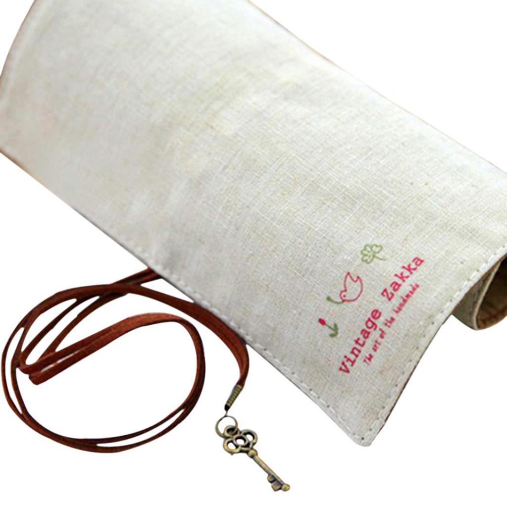 Canvas Bag Holder Wrap Roll Up Stationery Pen Brushes Makeup Pencil Case Pouch