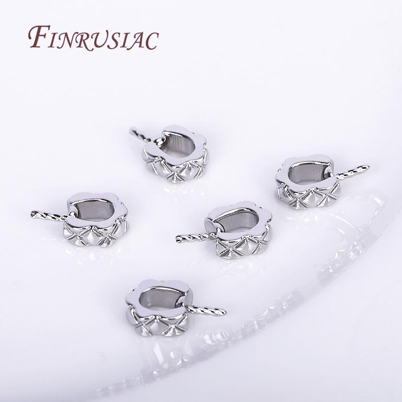 18K Gold Plated Stripes Pearl Pendant Mounting,Beads End Caps Peg Bails,Suitable For DIY Pearl Pendants Making