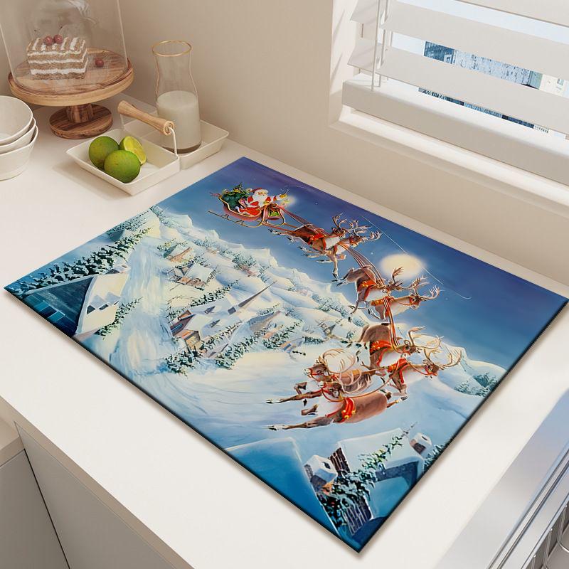 

Diatomaceous Earth Christmas Kitchen Drying Mat: Absorbent Cutlery & Dish Placemat, Insulated Stovetop & Desktop Mat 30cm*40cm