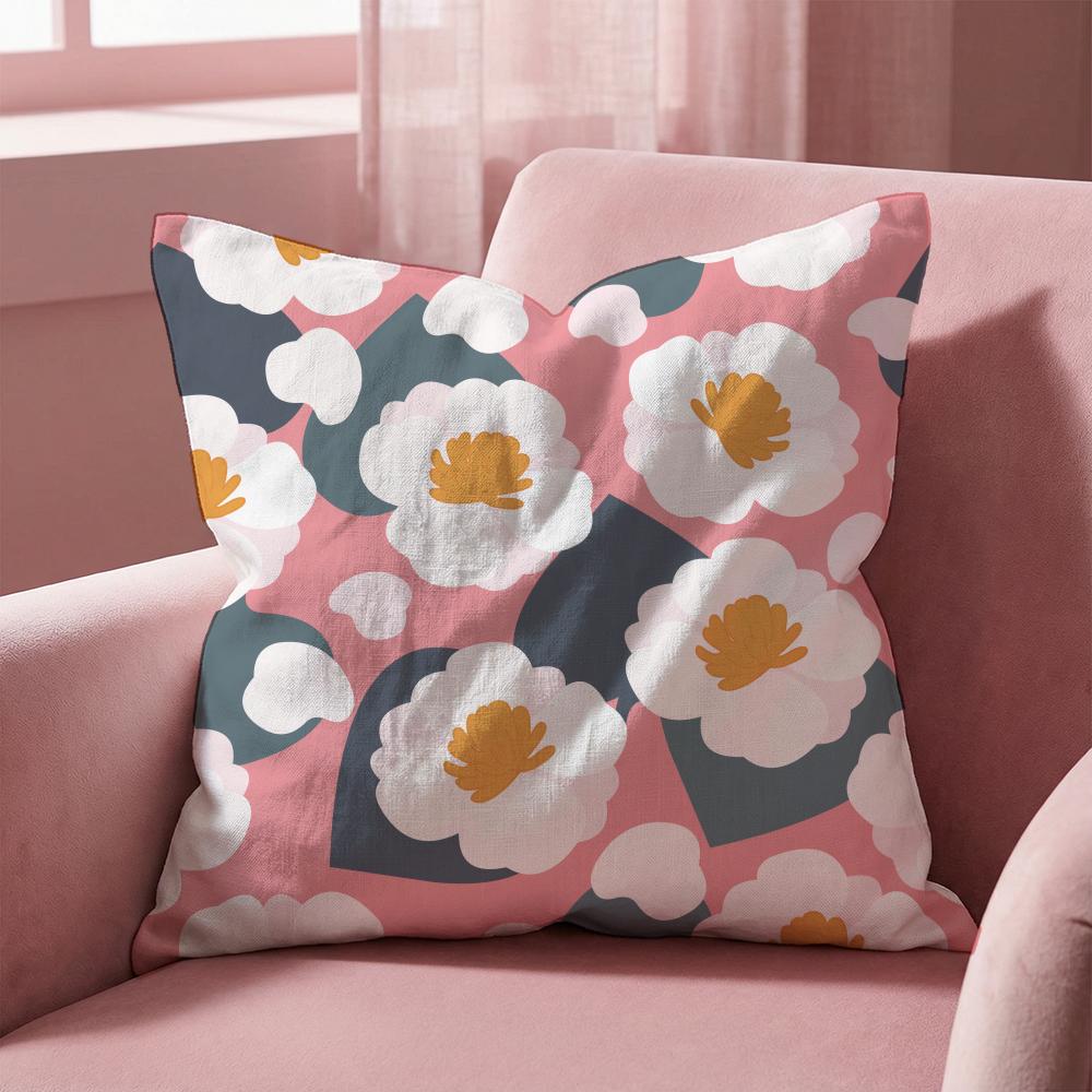 Colorful Flowers Cushion Cover Multi-Scene Pillow Cover for Home & Car - Reversible, Soft & Durable for Daily Use