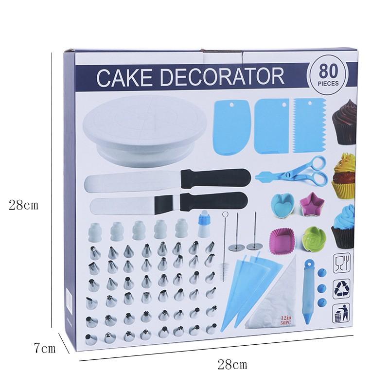 Cake DIY Cake Baking Tools 80pcs Icing Baking Nozzles Piping Bags Sets Decorating Kits Cake Turntable Pastry Tools for Kitchen