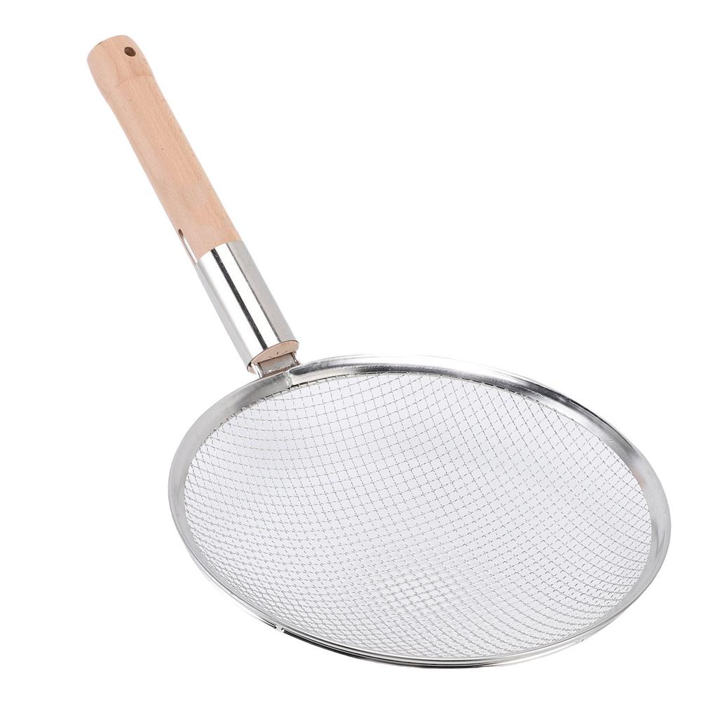 Skimmer Spoon Stainless Steel Fine Mesh Food Strainer Filter Spoon with Wooden Handle Multi Purpose for Home Kitchen